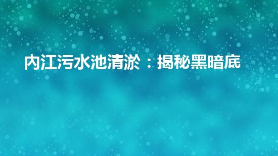 內江污水池清淤：揭秘黑暗底層，一場大膽拯救的冒險！